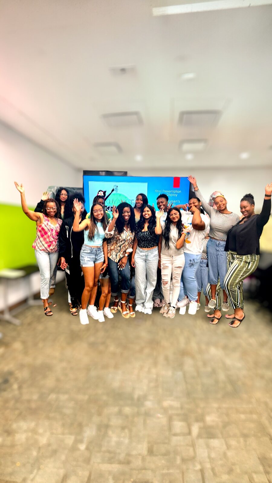 The group together after a classroom session