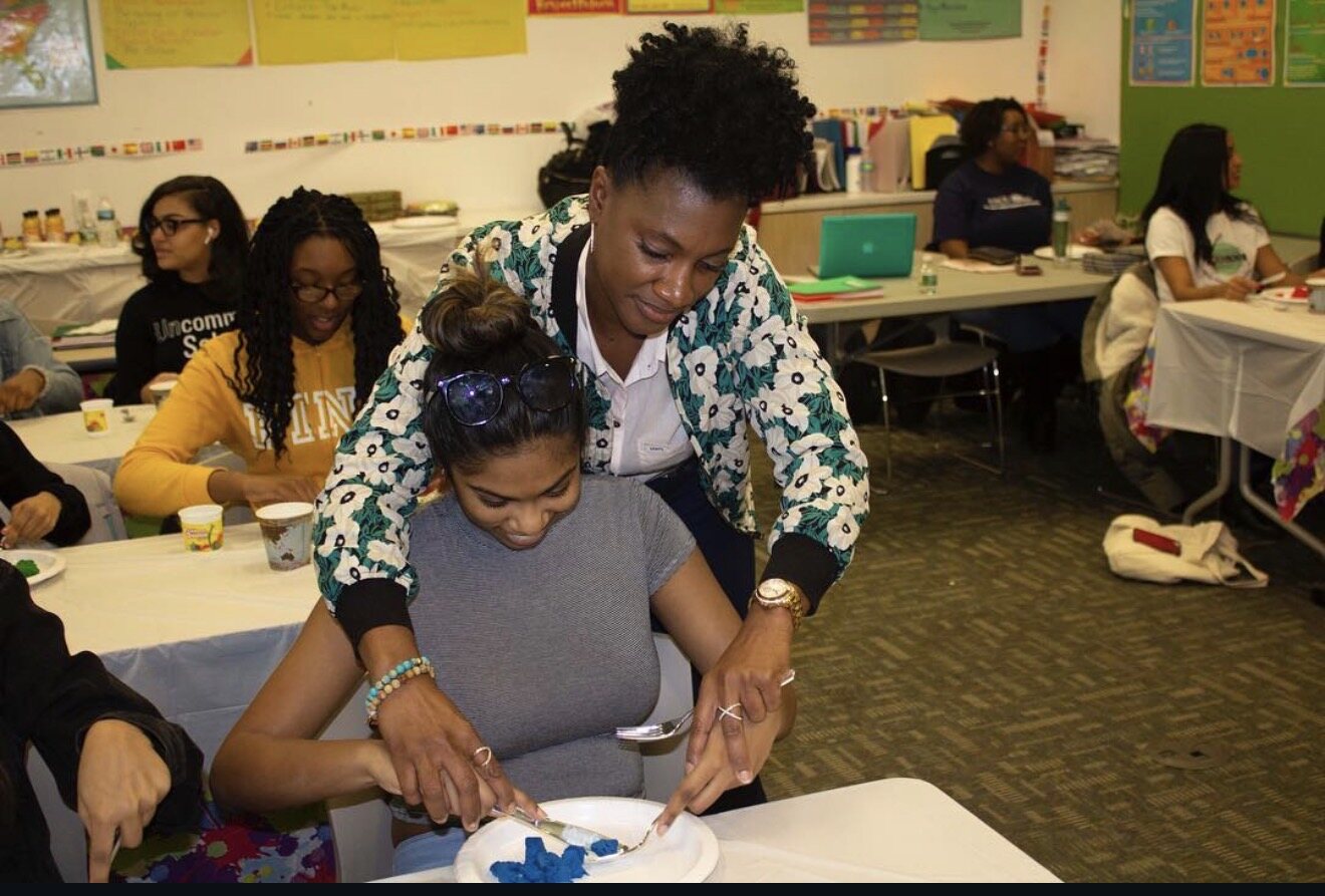 Crafting a keepsake with a mentor's help