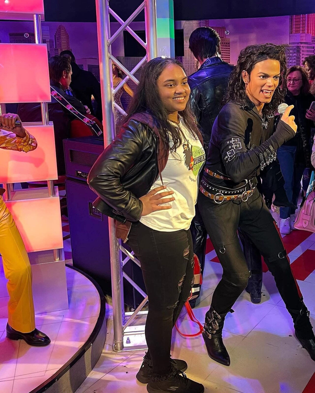 Striking a pose at Madame Tussauds