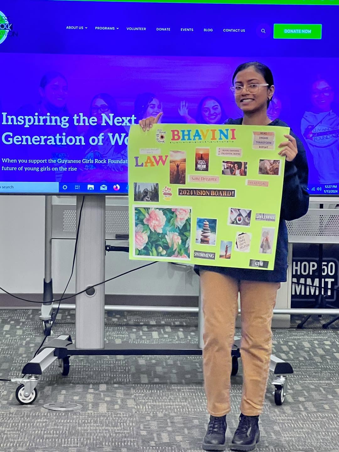 A scholar presents her vision board