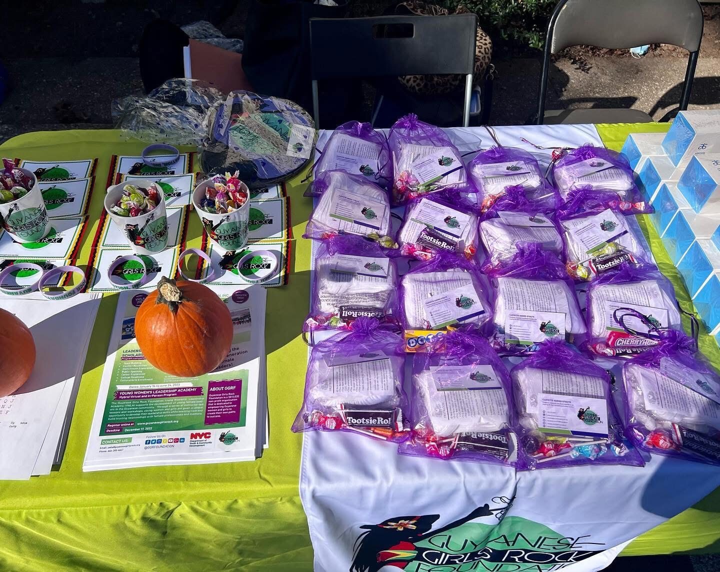 Treat bags ready at the foundation outreach table