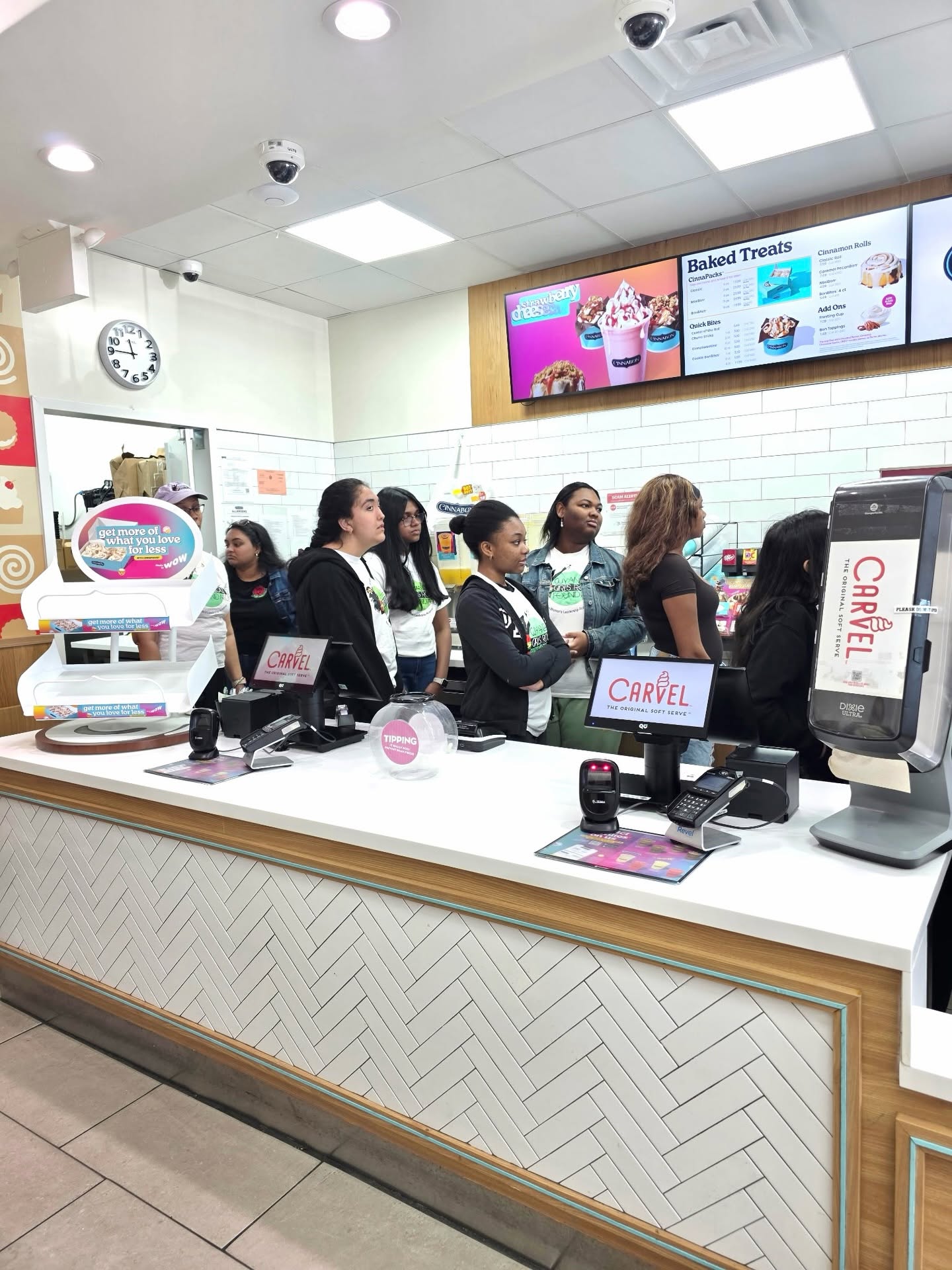 Visiting a local ice cream and bakery shop