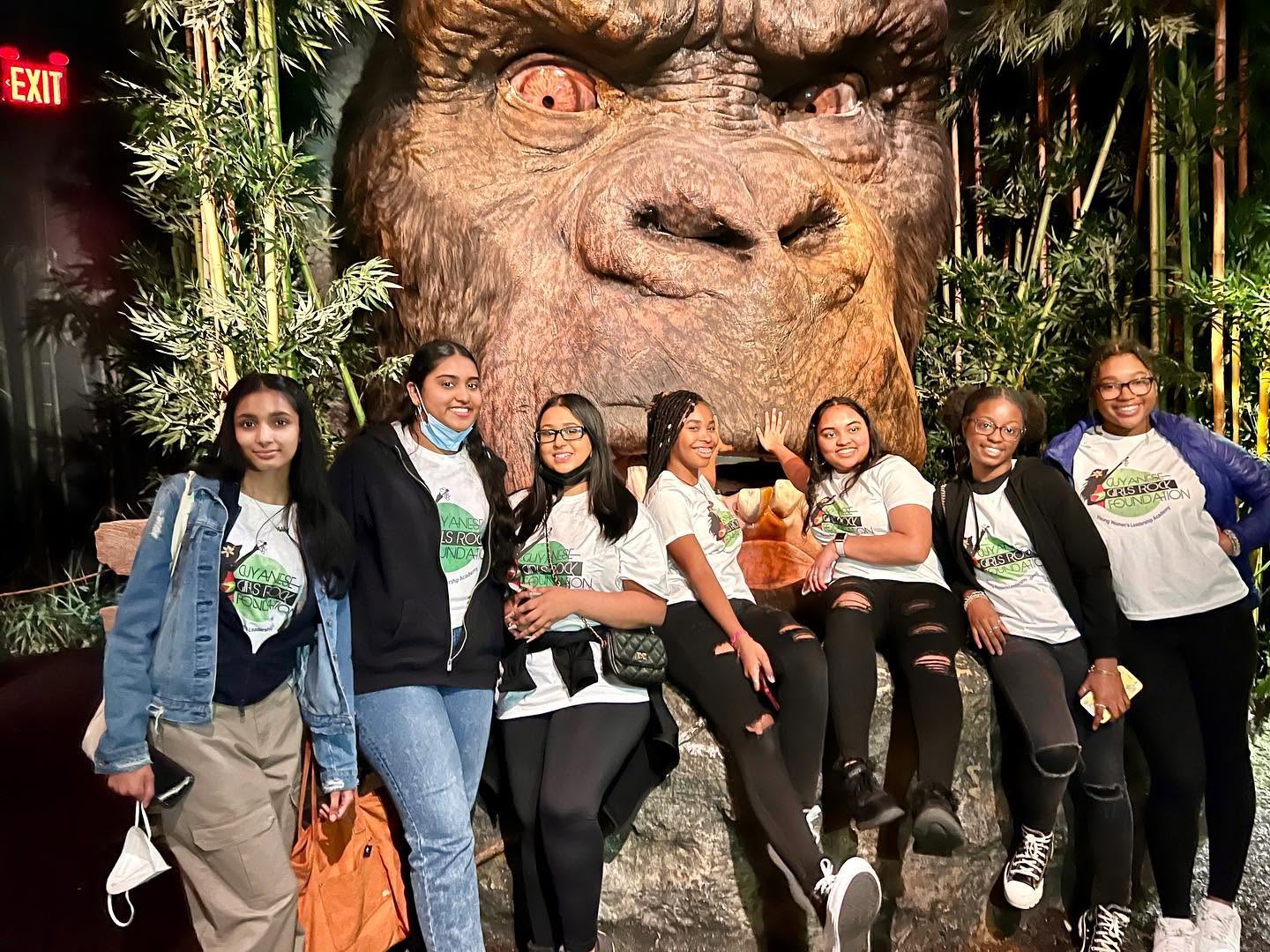 Posing with the gorilla exhibit