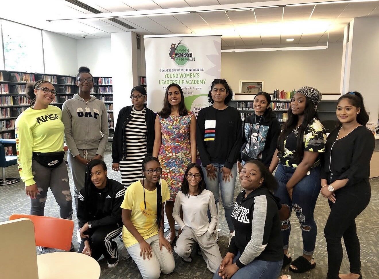 Young Women's Leadership Academy cohort at the library