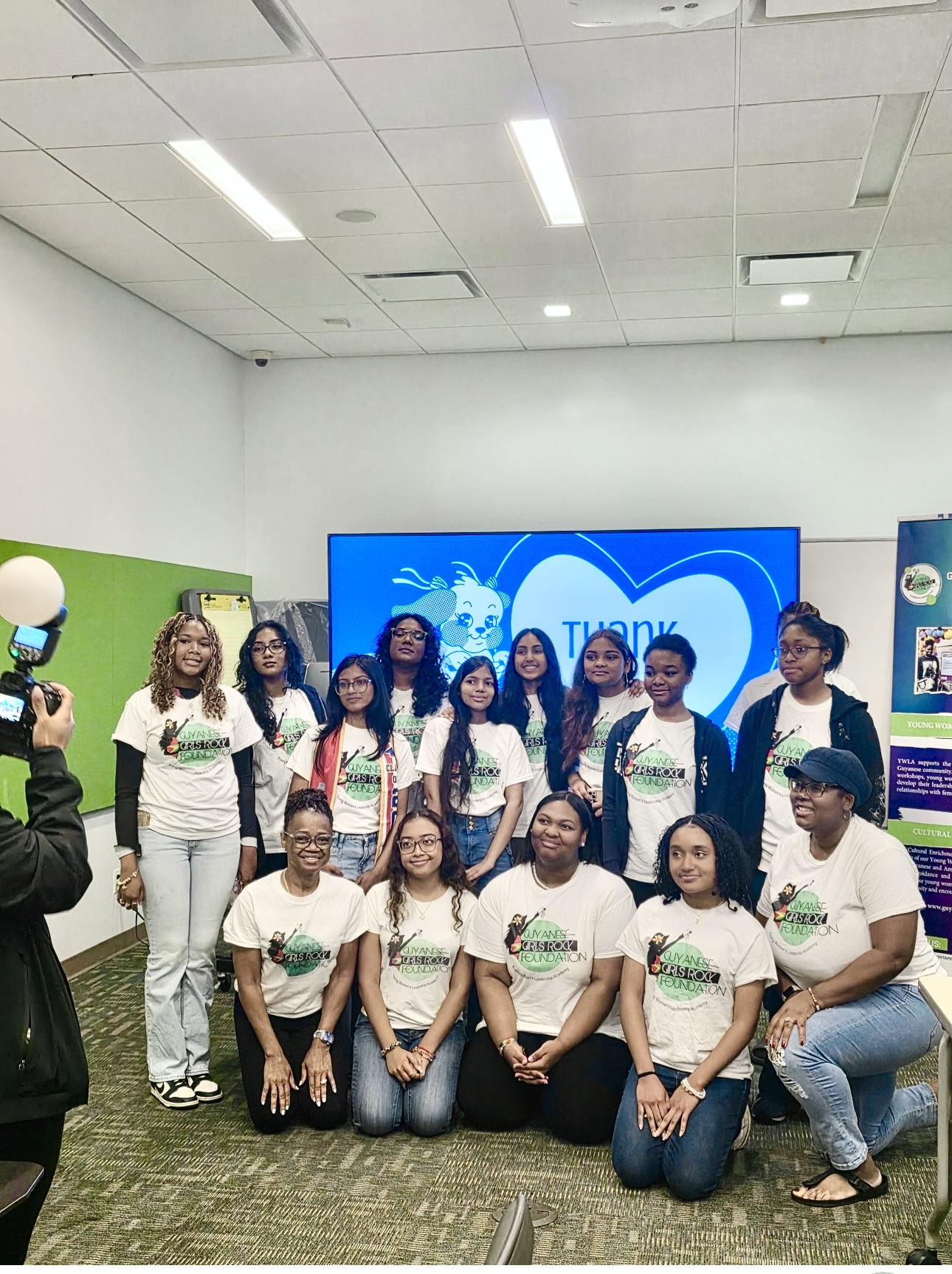 The cohort together in foundation tees