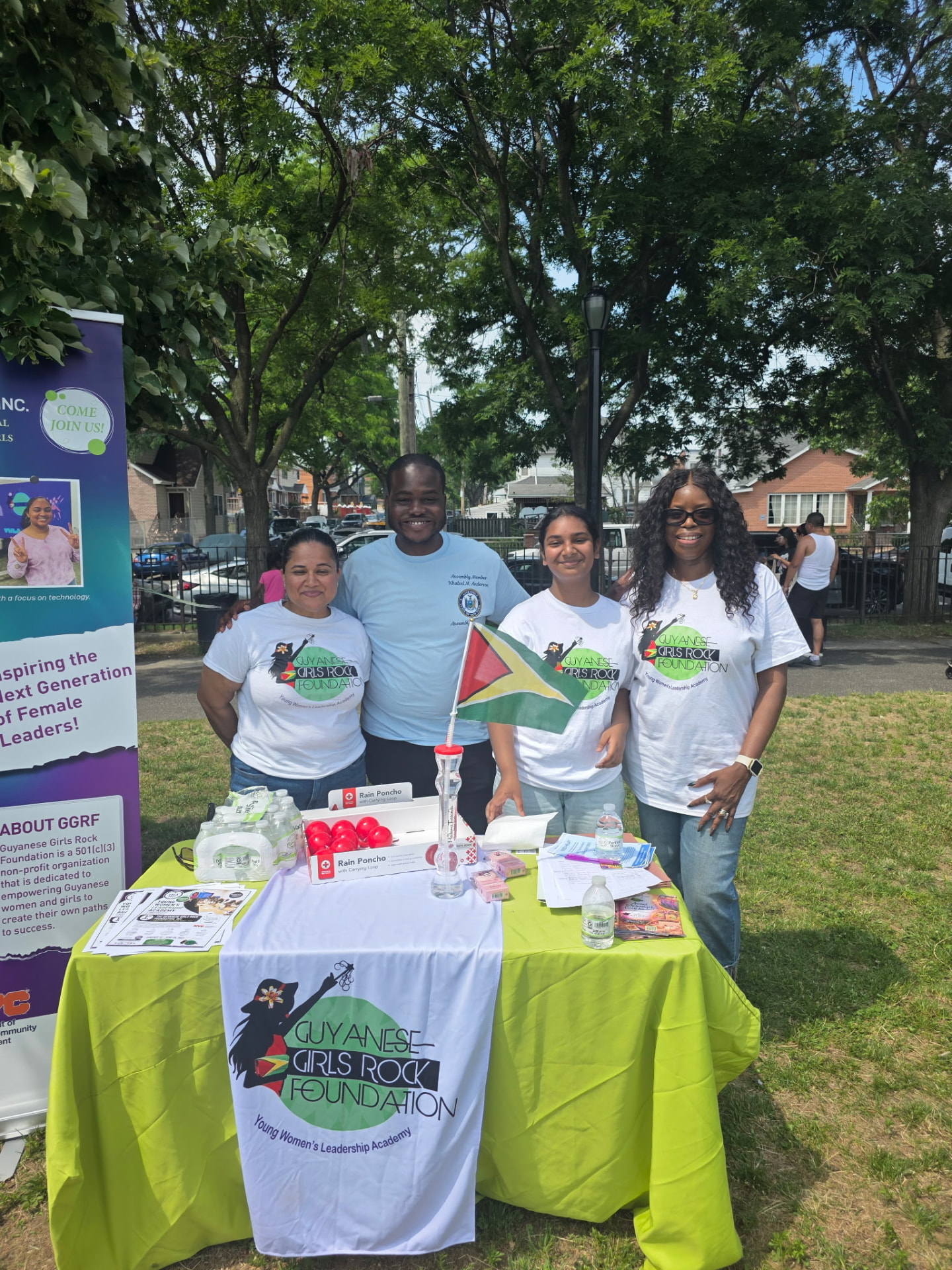 Community outreach, Guyana flag in hand